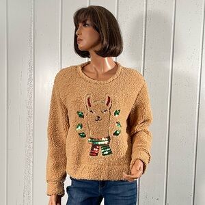 *NWT Wallflower Women's Tan  Christmas Sweater Sz L